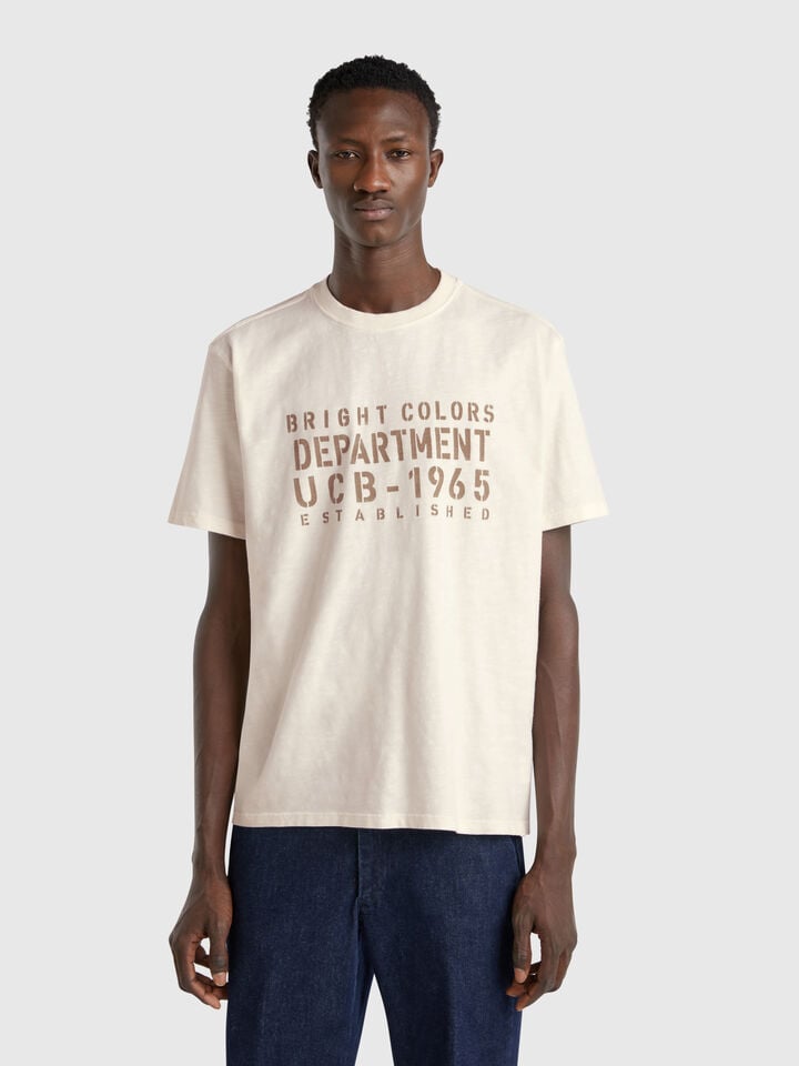 benetton T-shirt with print Creamy White