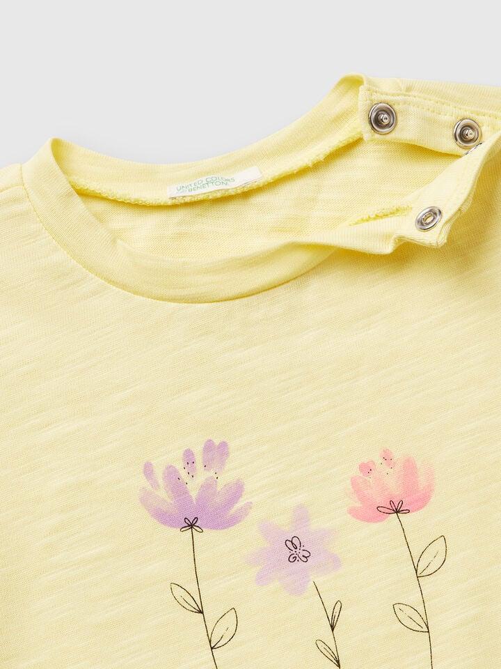 Benetton T-shirt With Print Yellow