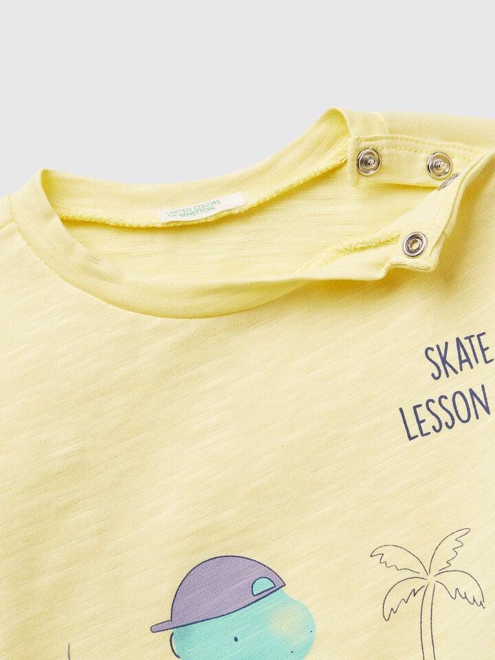 Benetton T-shirt With Print Yellow
