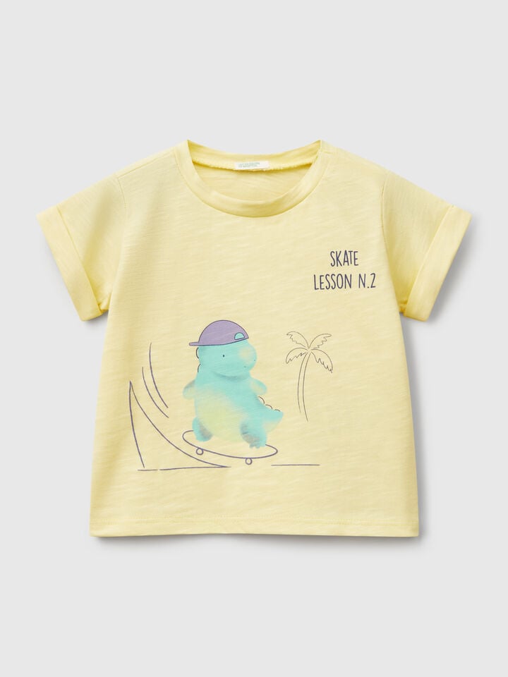 Benetton T-shirt With Print Yellow