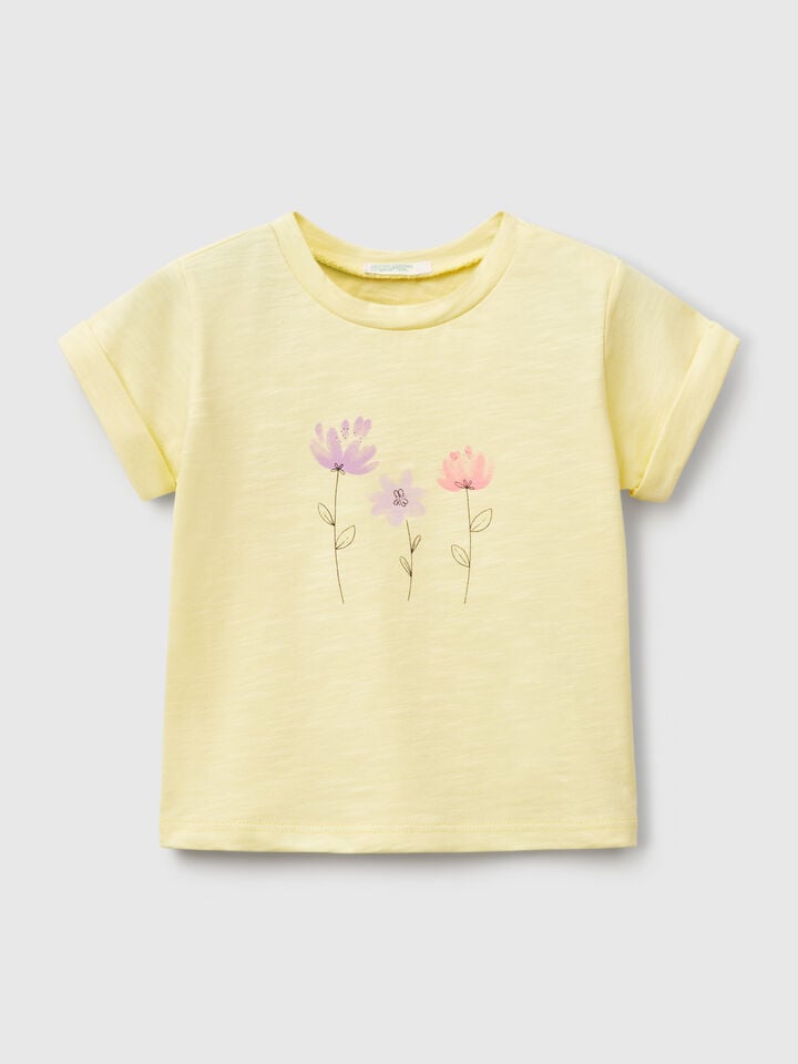 Benetton T-shirt With Print Yellow
