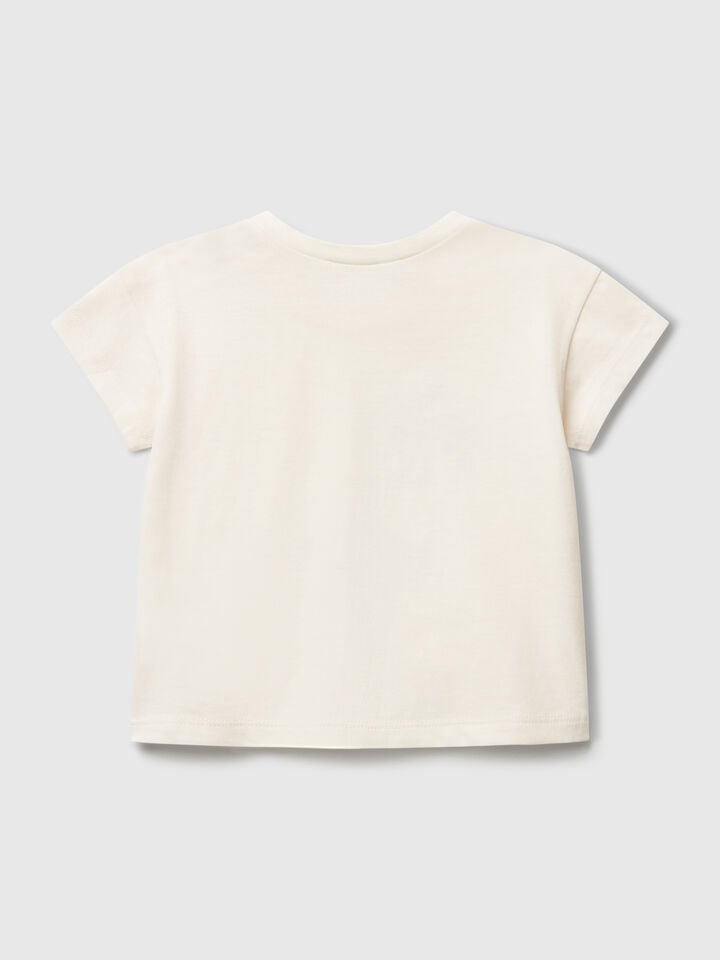 Benetton T-shirt With Summer Graphic Creamy White