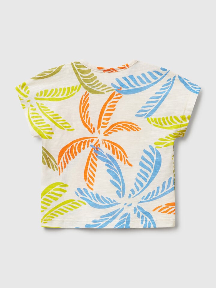 Benetton T-shirt With Tropical Print Multi-color