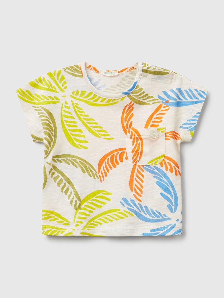 Benetton T-shirt With Tropical Print Multi-color