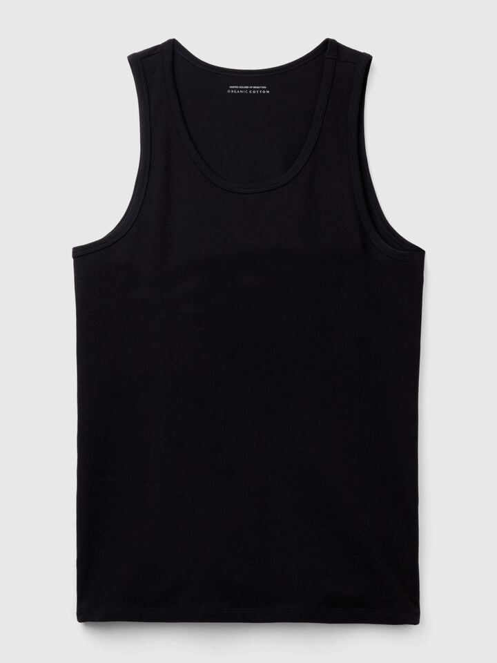 Benetton Tank Top In Stretch Cotton Black
