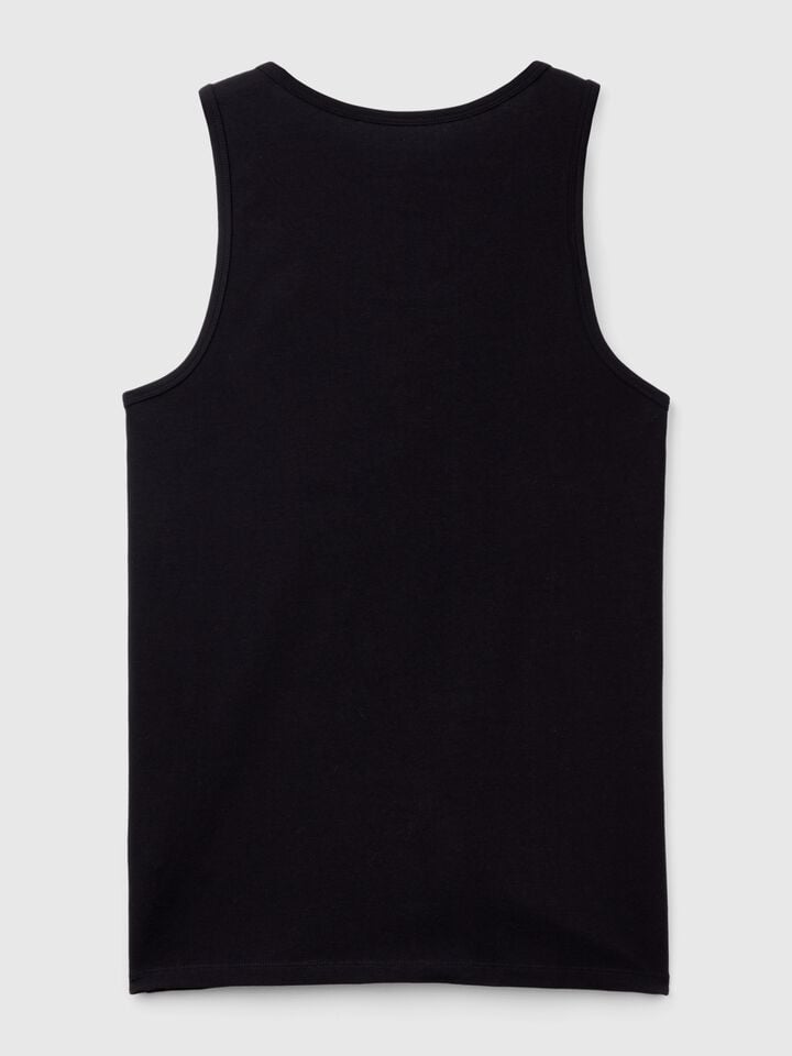 Benetton Tank Top In Stretch Cotton Black