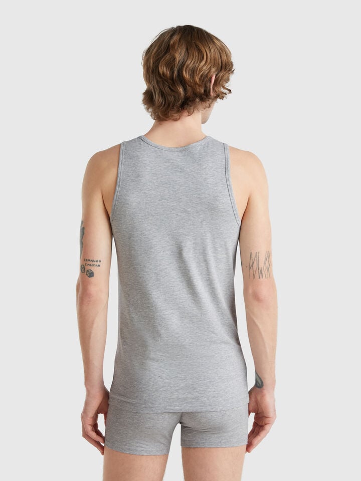 Benetton Tank Top In Stretch Cotton Light Gray