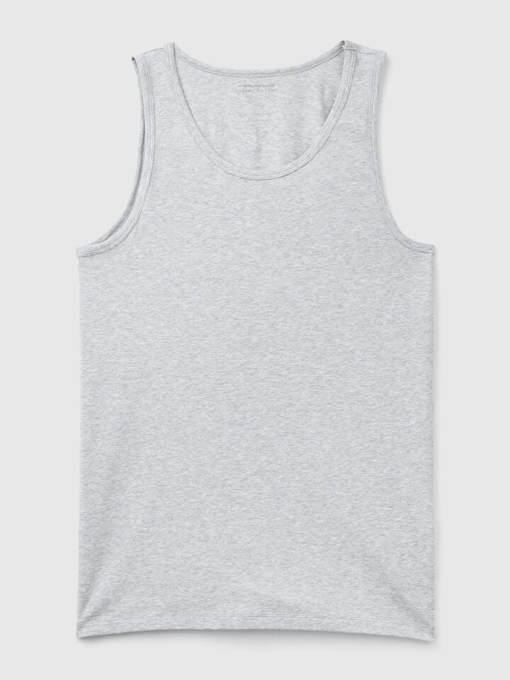 Benetton Tank Top In Stretch Cotton Light Gray