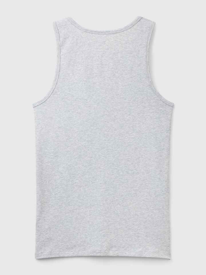 Benetton Tank Top In Stretch Cotton Light Gray