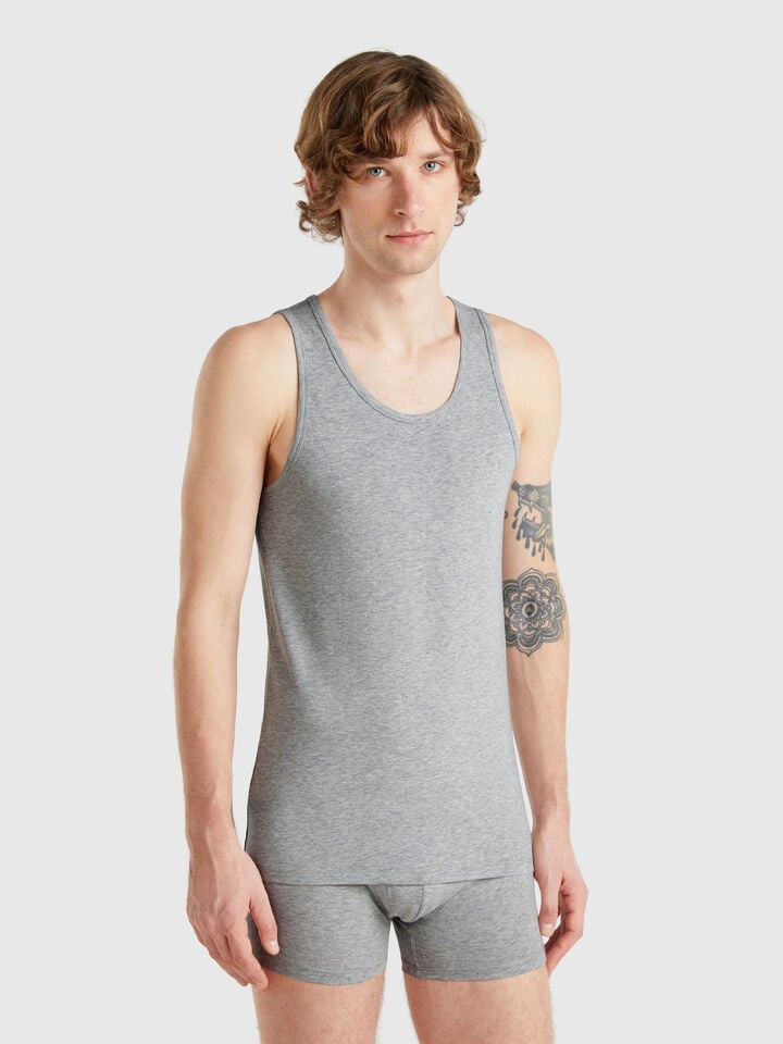 benetton Tank top in stretch cotton Light Gray
