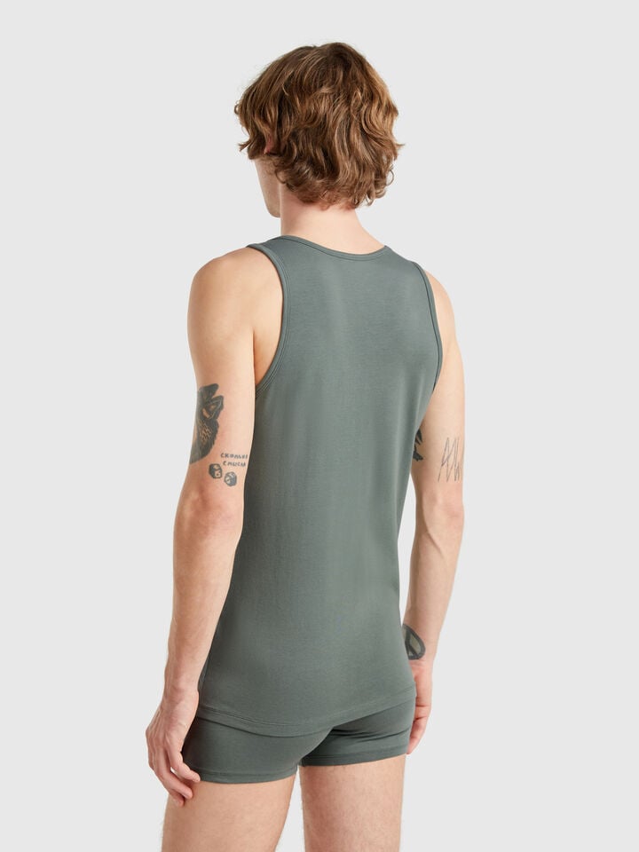 Benetton Tank Top In Stretch Cotton Light Green