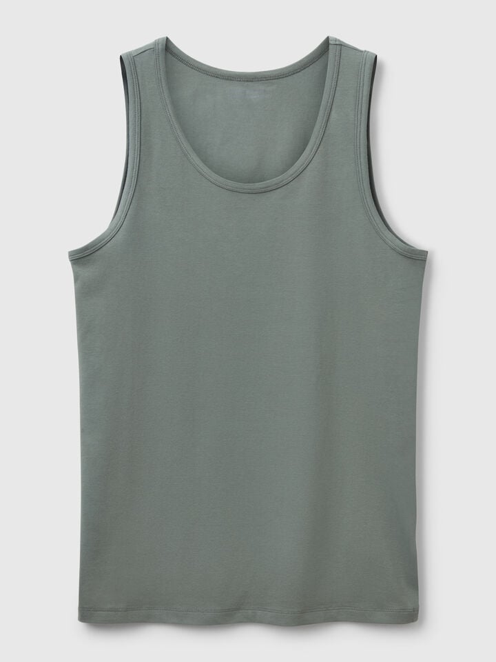 Benetton Tank Top In Stretch Cotton Light Green