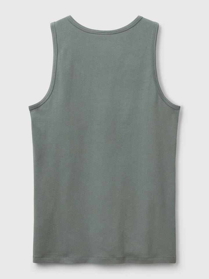 Benetton Tank Top In Stretch Cotton Light Green