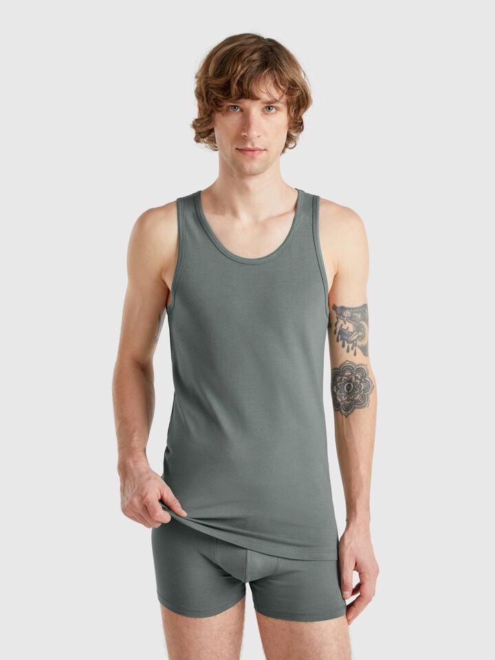 benetton Tank top in stretch cotton Light Green
