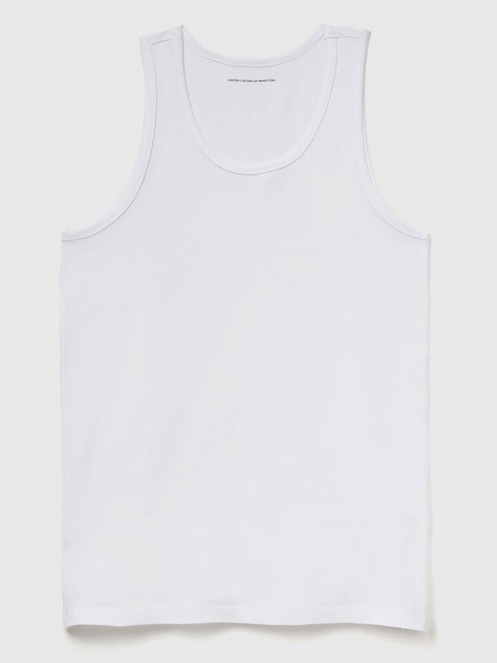 Benetton Tank Top In Stretch Cotton White