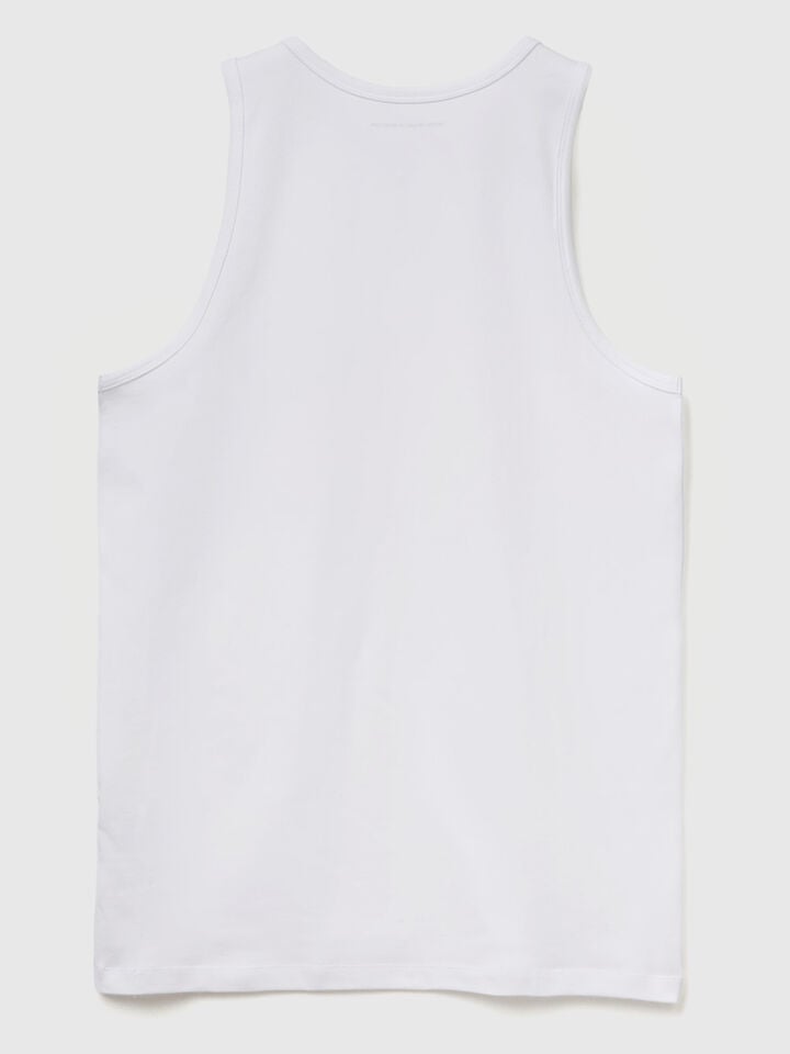 Benetton Tank Top In Stretch Cotton White