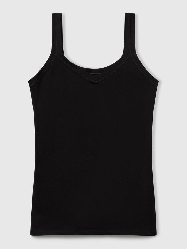 Benetton Tank Top In Super Stretch Cotton Black