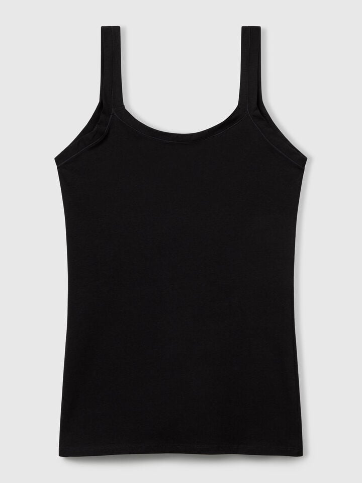 Benetton Tank Top In Super Stretch Cotton Black
