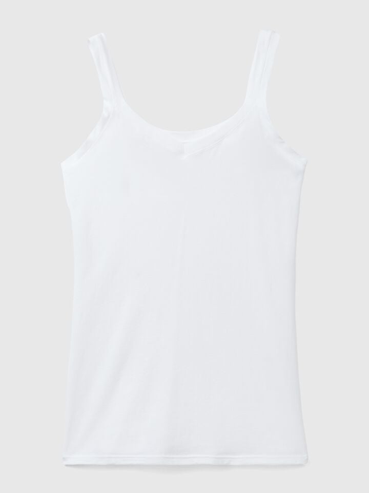 Benetton Tank Top In Super Stretch Cotton White