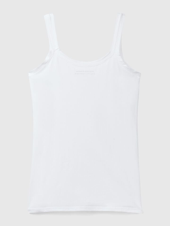 Benetton Tank Top In Super Stretch Cotton White