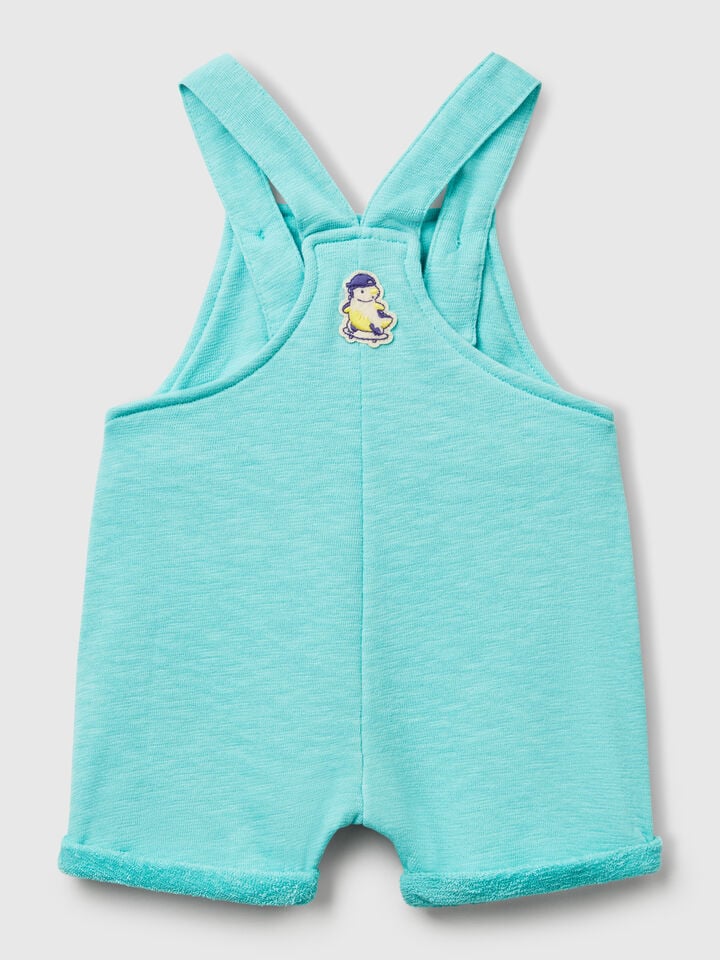 Benetton Terry Cloth Dungarees Turquoise