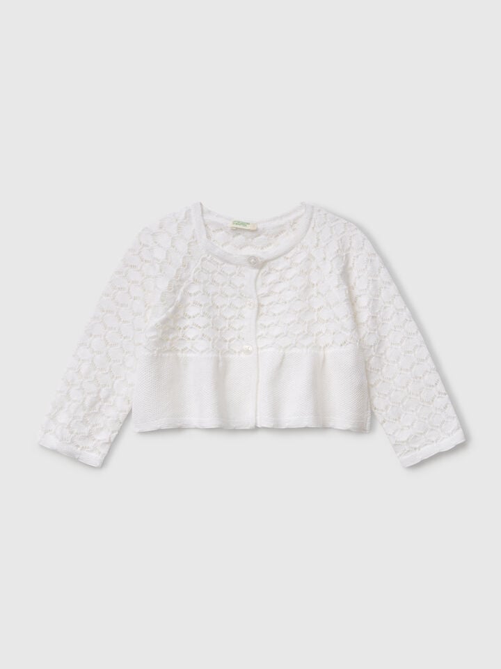 benetton Textured cardigan in linen blend White