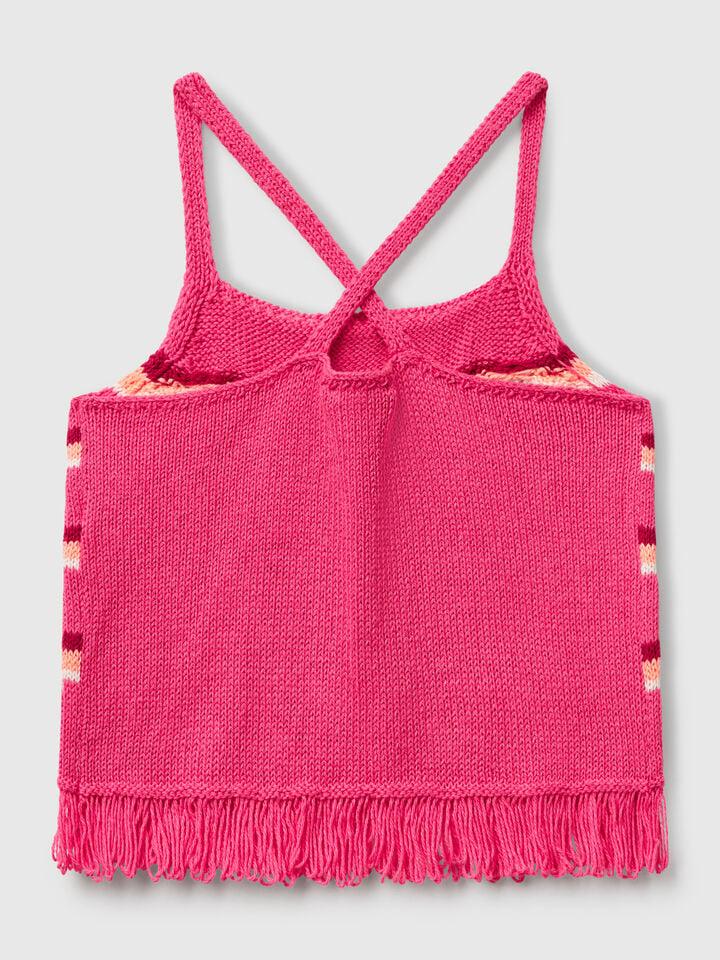 Benetton Top In Crochet Stitch Pink