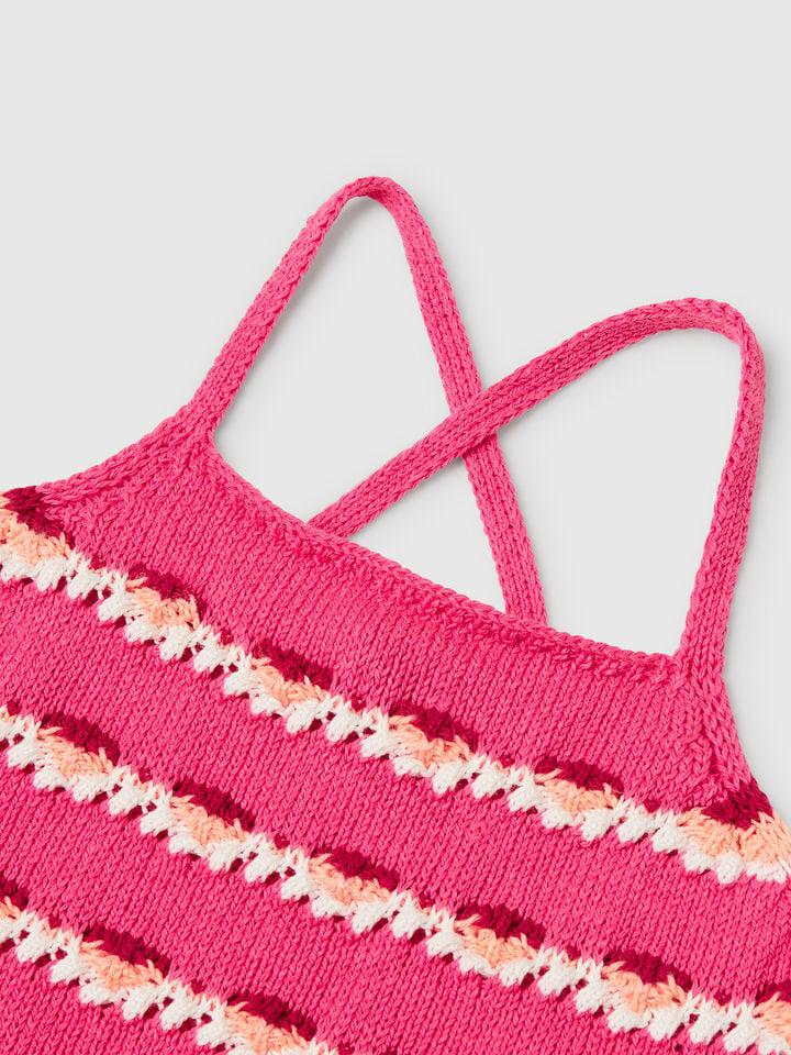 Benetton Top In Crochet Stitch Pink