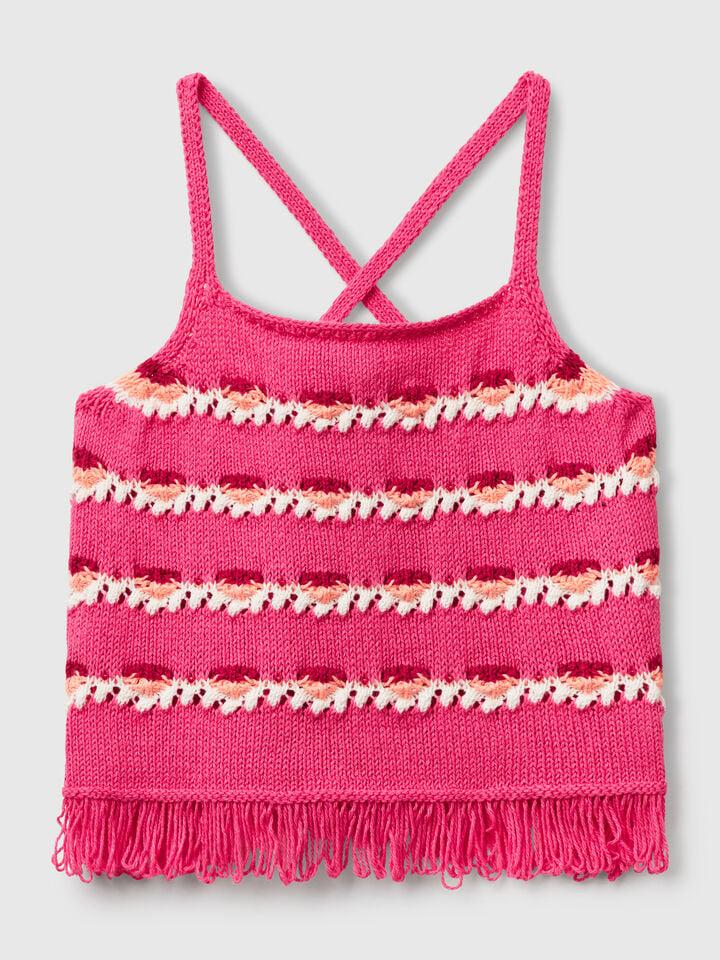 benetton Top in crochet stitch Pink