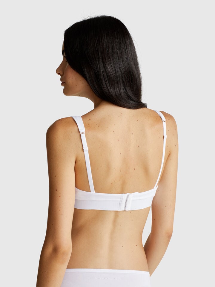 Benetton Triangle Bra In Stretch Cotton White