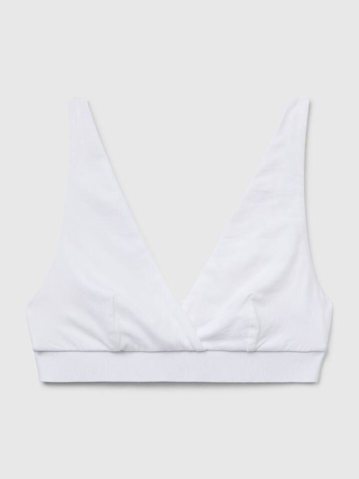 Benetton Triangle Bra In Stretch Cotton White