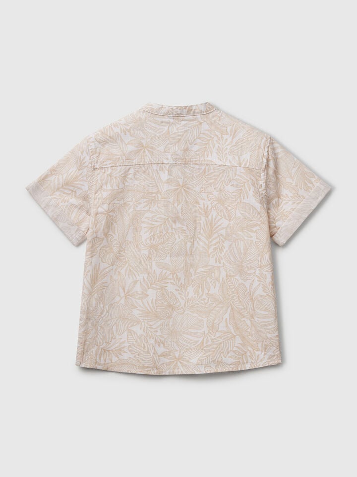 Benetton Tropical Print Shirt Beige