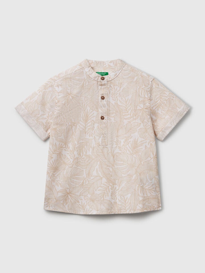 benetton Tropical print shirt Beige