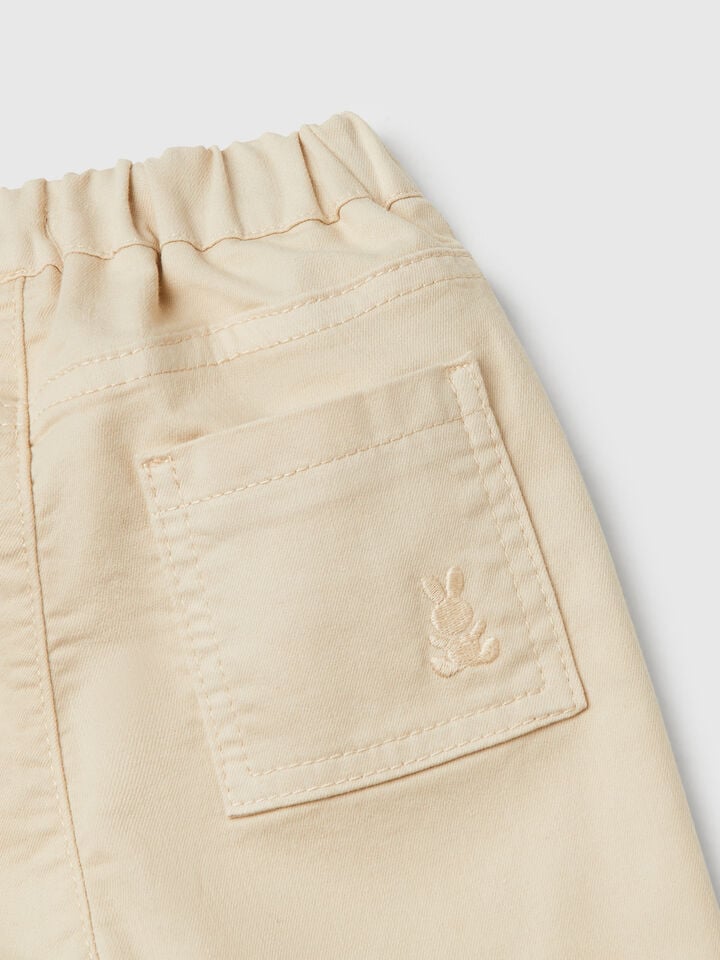 Benetton Trousers In Stretch Cotton Blend Beige