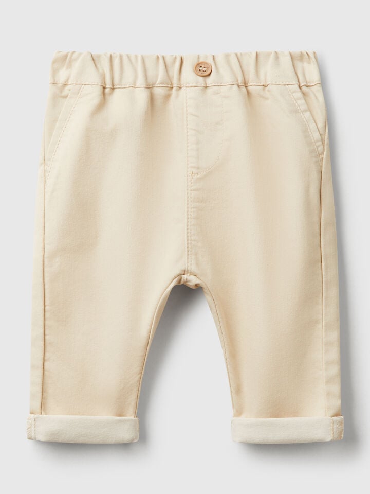 benetton Trousers in stretch cotton blend Beige