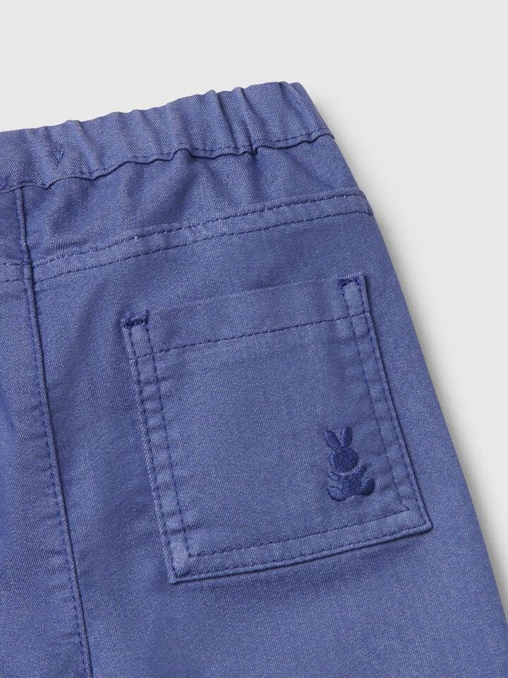 Benetton Trousers In Stretch Cotton Blend Blue