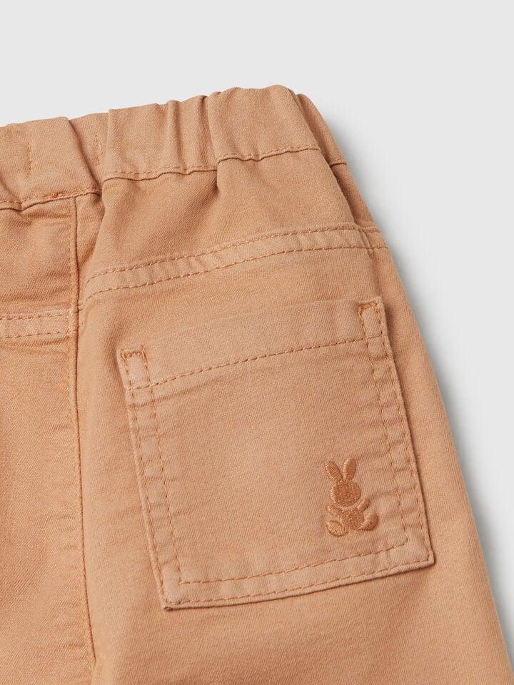Benetton Trousers In Stretch Cotton Blend Camel