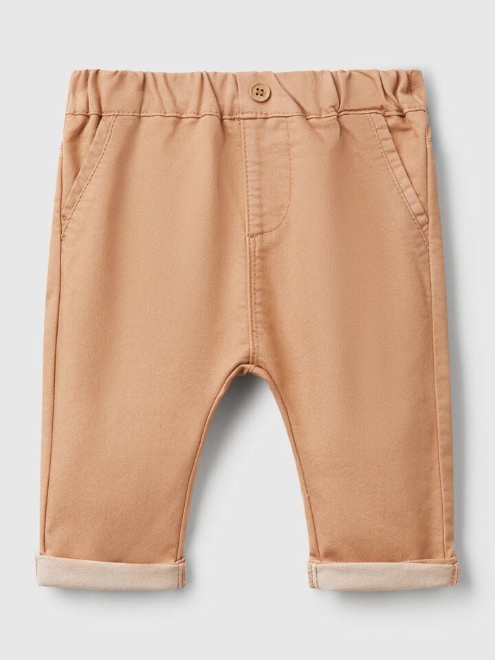 benetton Trousers in stretch cotton blend Camel