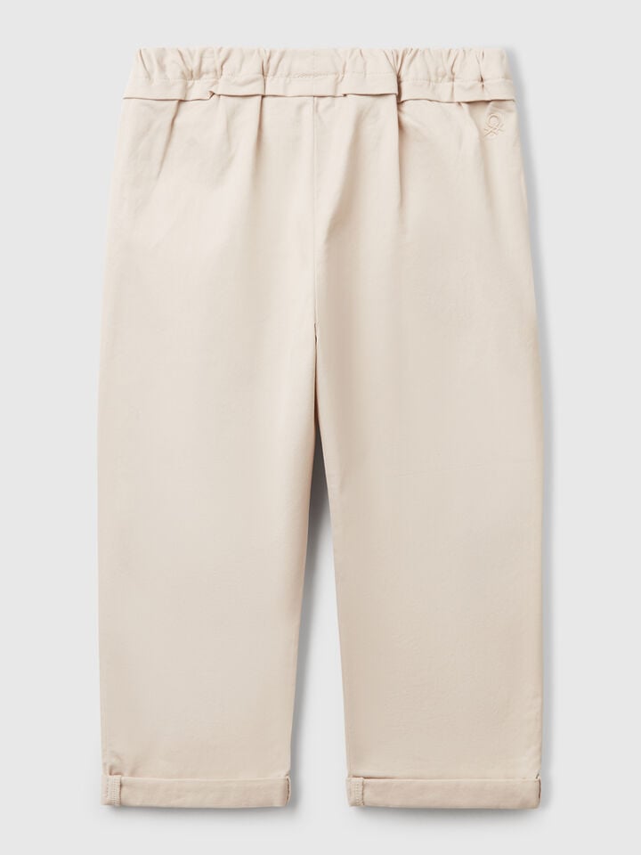 Benetton Trousers With Bow Beige