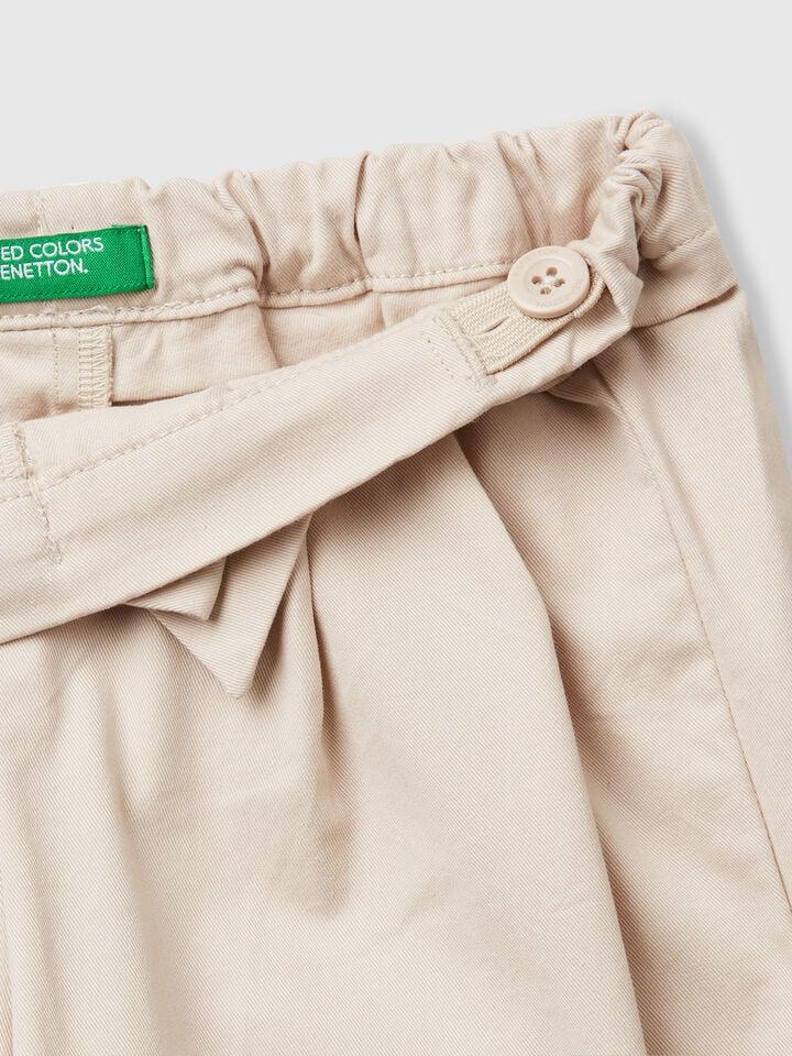 Benetton Trousers With Bow Beige