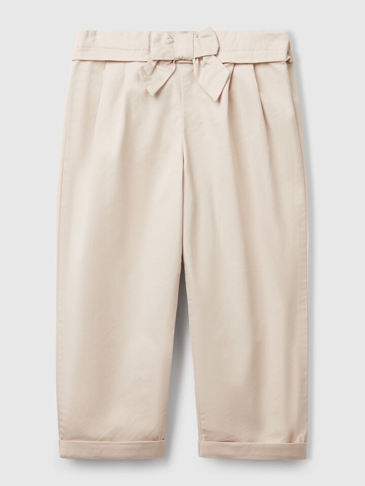 Benetton Trousers With Bow Beige