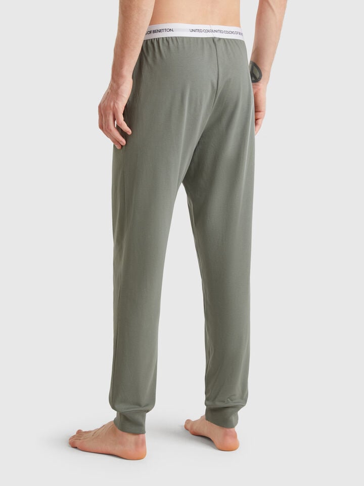 Benetton Trousers With Elastic Logo Light Green