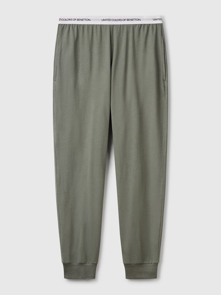 Benetton Trousers With Elastic Logo Light Green