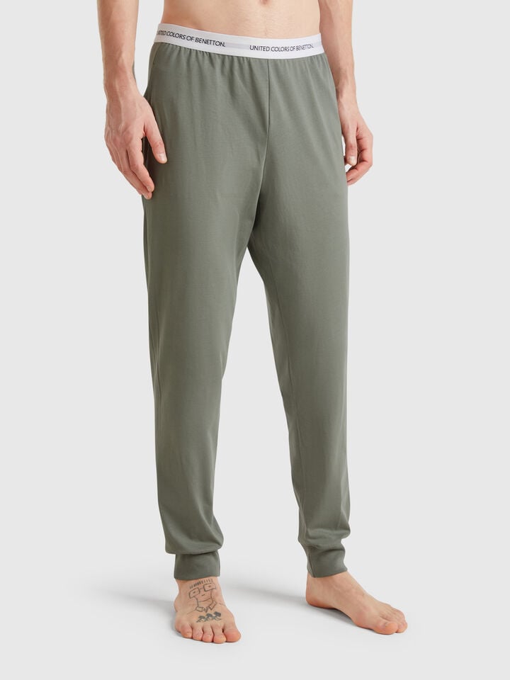 benetton Trousers with elastic logo Light Green
