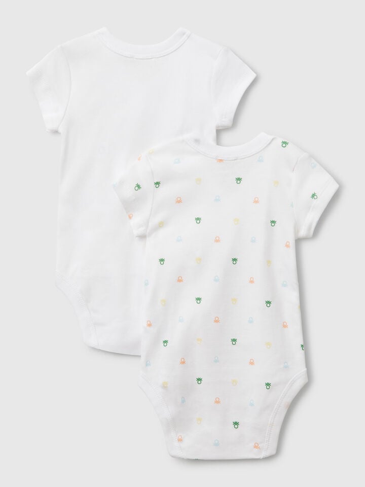 Benetton Two Bodysuits In Cotton Multi-color