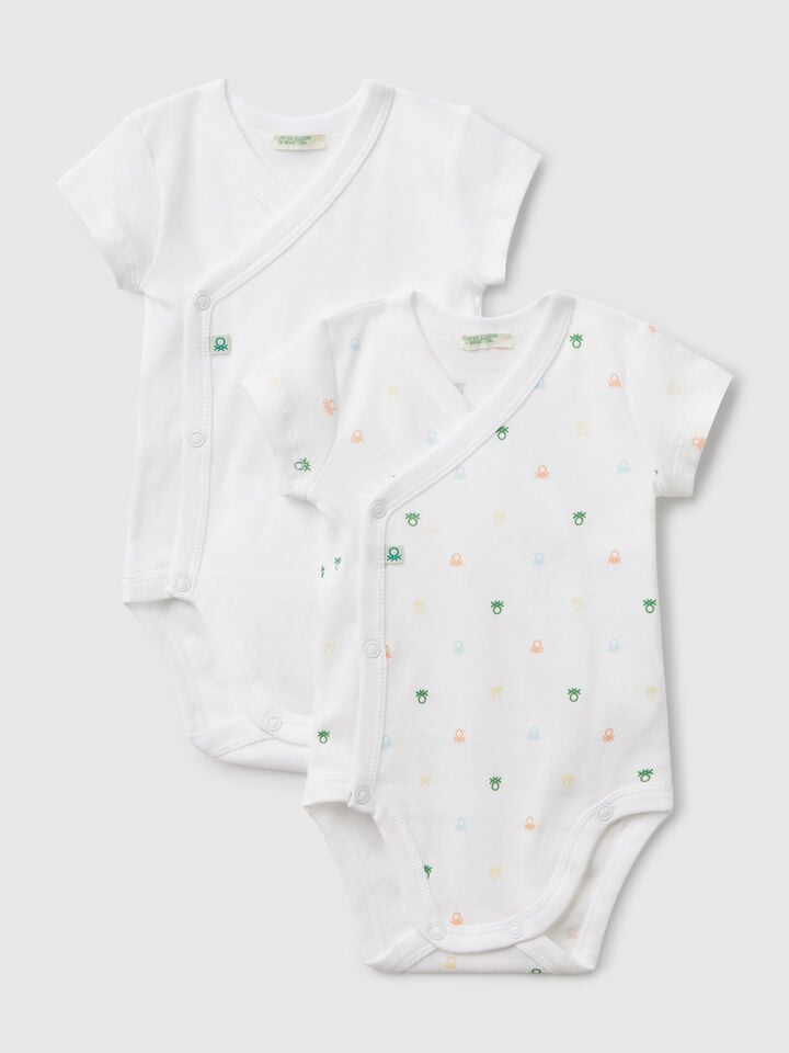 Benetton Two Bodysuits In Cotton Multi-color