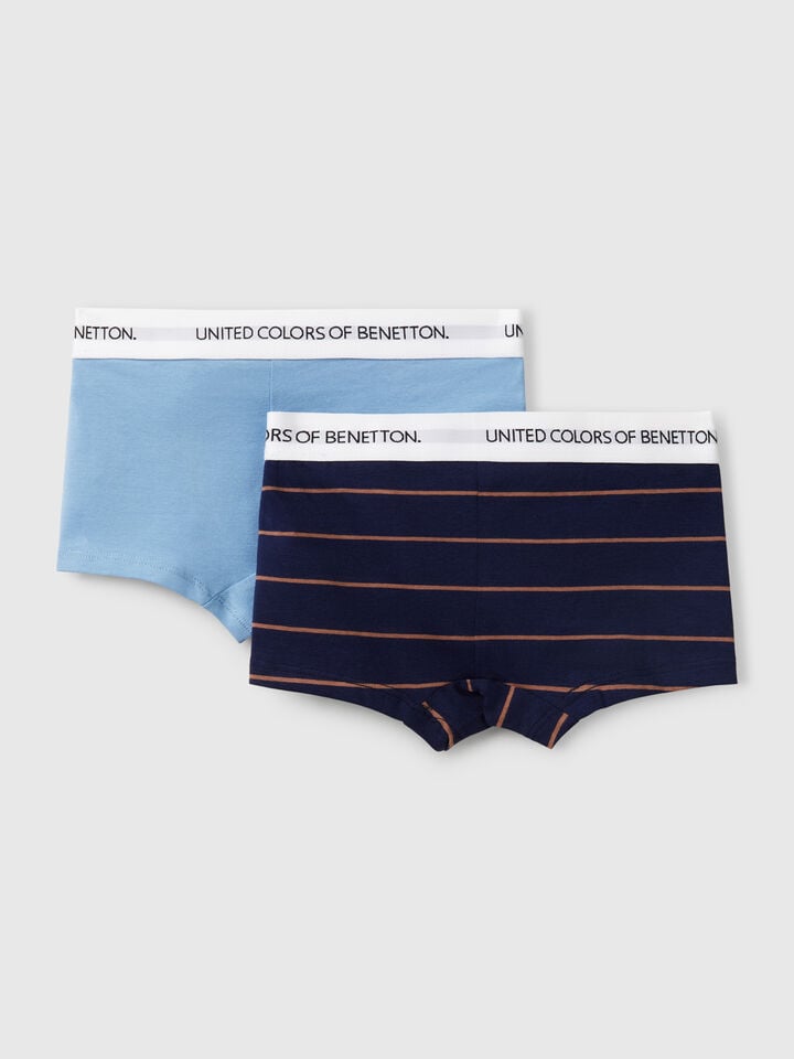 Benetton Two Boxers In Stretch Cotton Multi-color