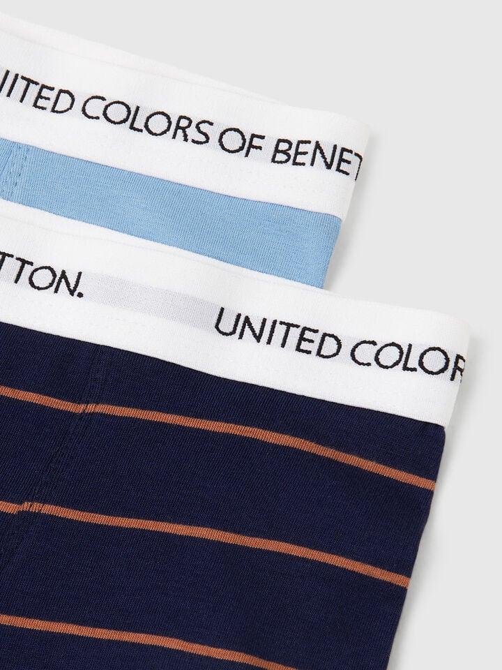 Benetton Two Boxers In Stretch Cotton Multi-color