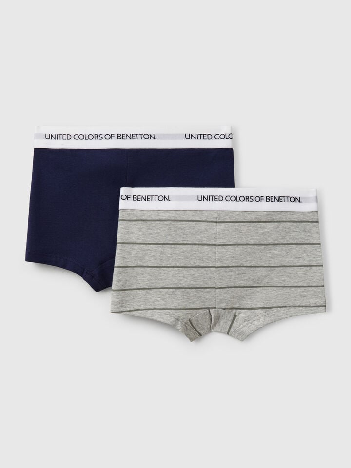 Benetton Two Boxers In Stretch Cotton Multi-color