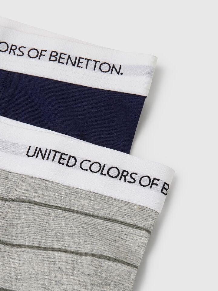 Benetton Two Boxers In Stretch Cotton Multi-color